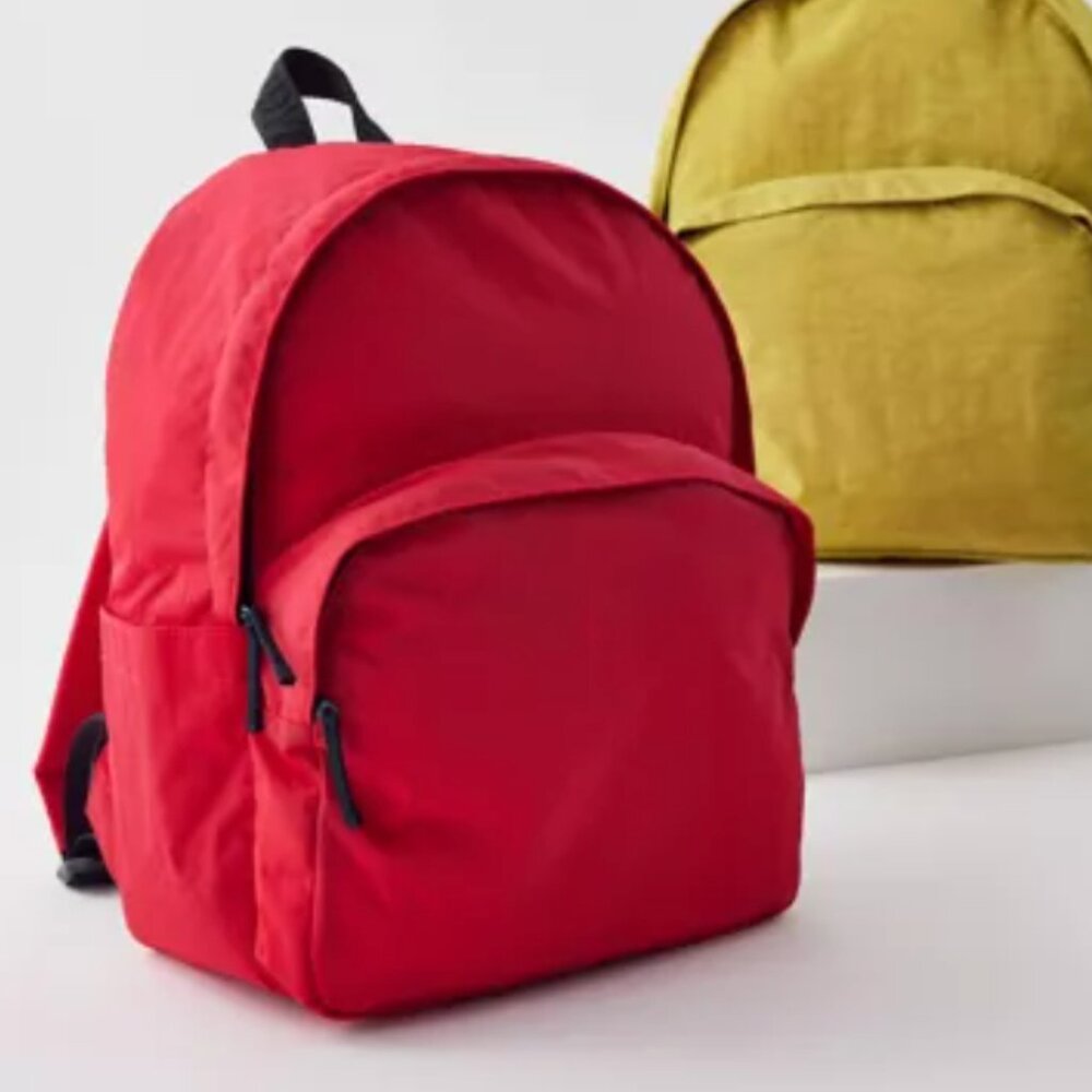 BAGGU Candy Apple Red Color w. Black Accents Large Nylon Backpack 16x12x5.5"